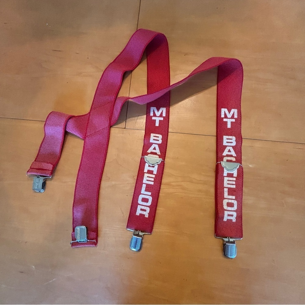Vintage Mt Bachelor Oregon Red White Alpine Ski Suspendors